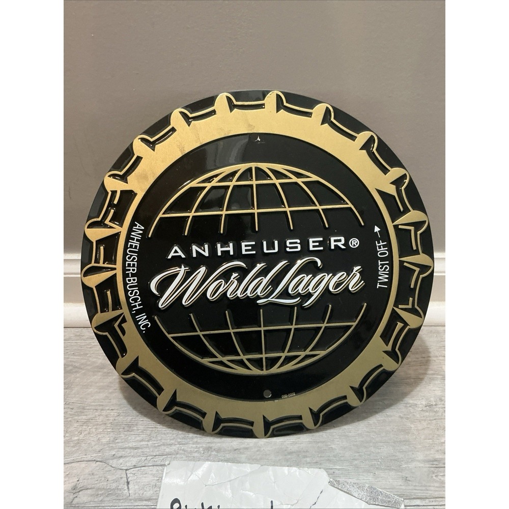 Anheuser-Busch World Lager vintage Bottle Cap metal sign or bar display Design